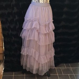Ruffled Tulle Maxi Skirt